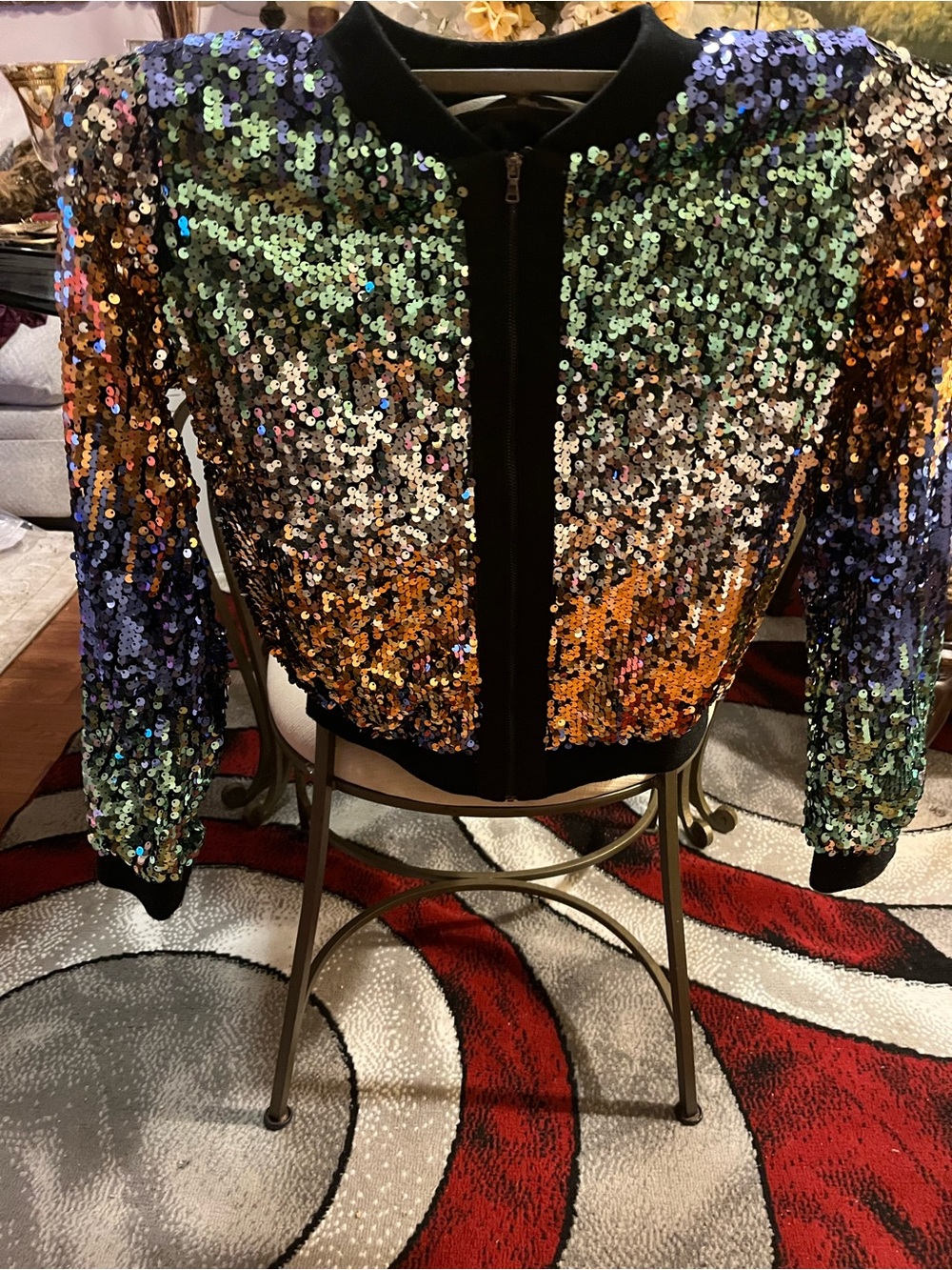 😎Sequined Ombre Bomber Jacket - Multicolor😎